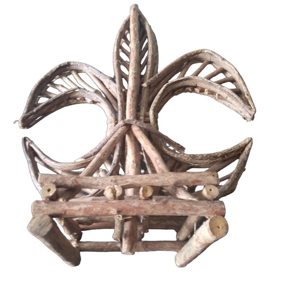 Vintage Natural Grapevine Twig Fleur De Lis, Boho Home Decor - Picture 8 of 8
